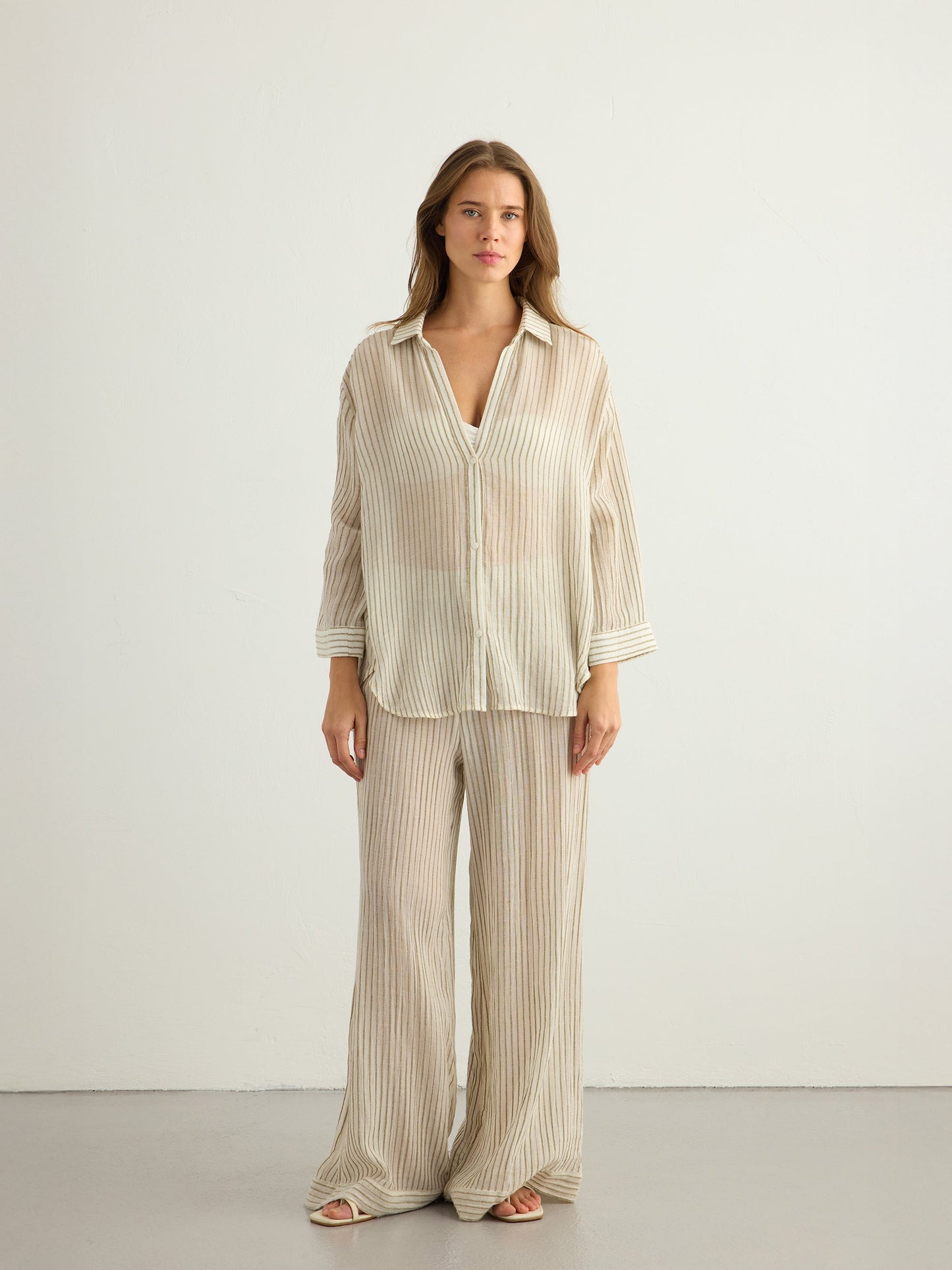 Conjunto Voyage - Rayas Verde Caqui