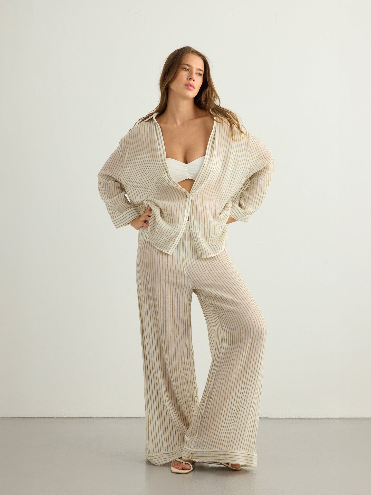 Conjunto Voyage - Rayas Verde Caqui