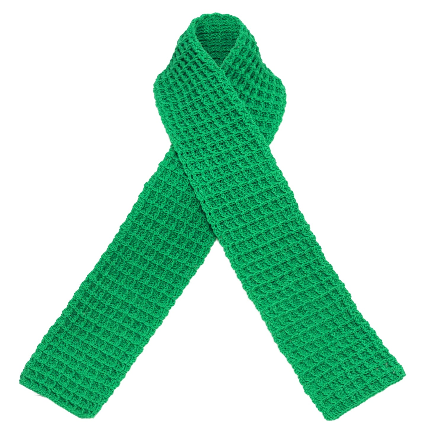 Bufanda de crochet WAFFLE en verde