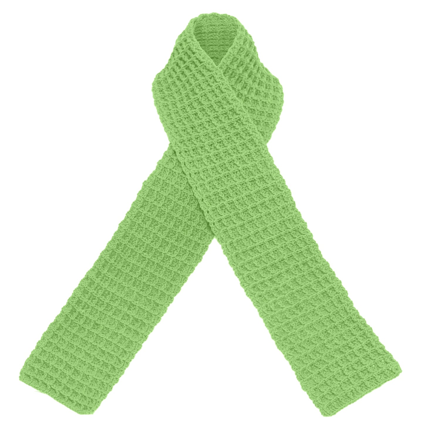 Bufanda de crochet WAFFLE en verde salvia