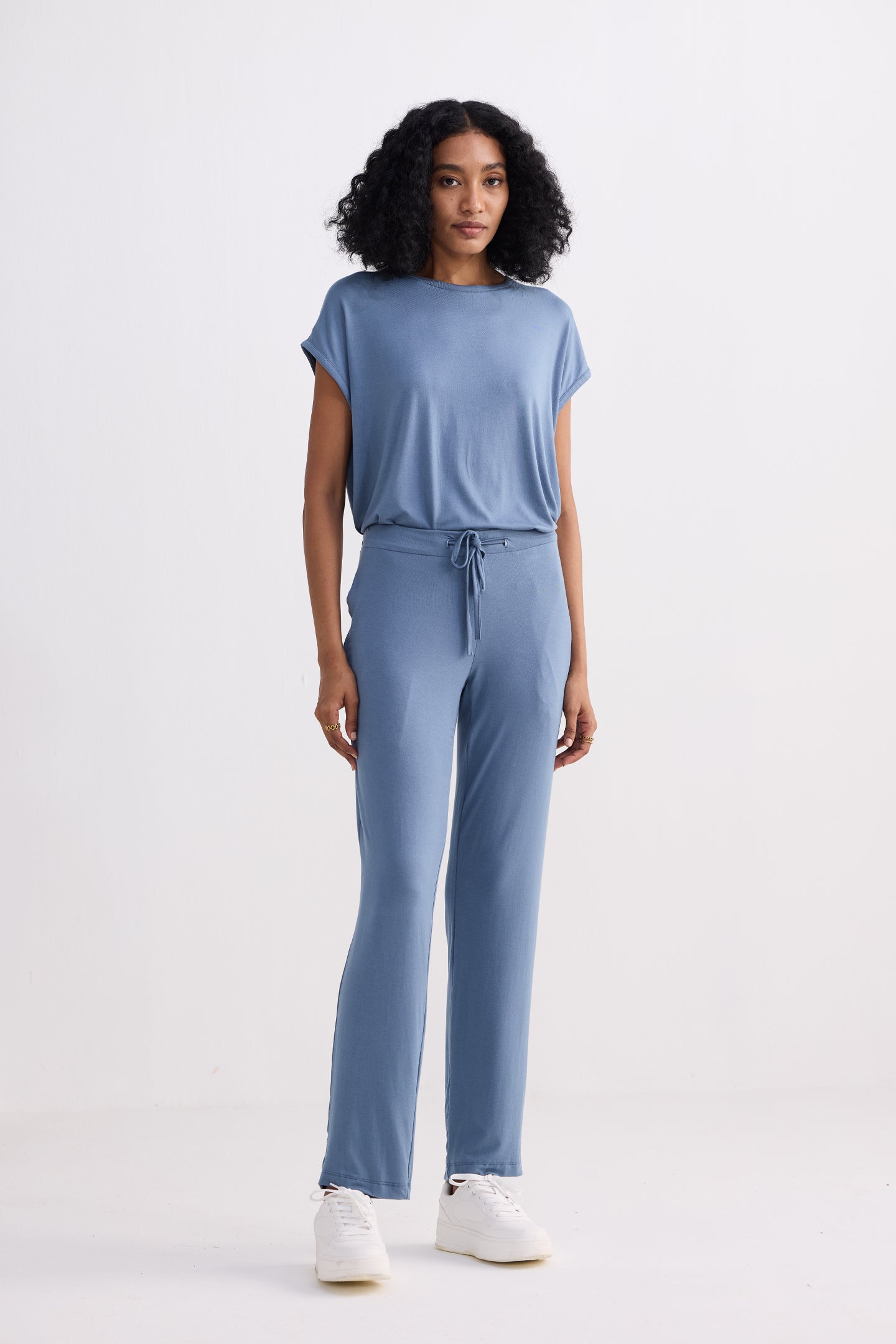 Conjunto de camiseta holgada en azul