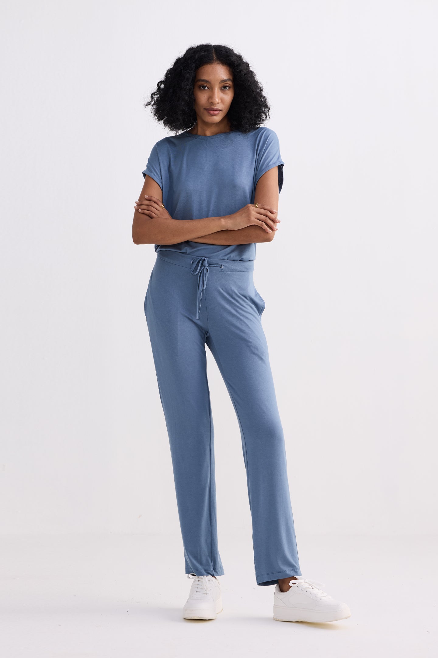 Conjunto de camiseta holgada en azul