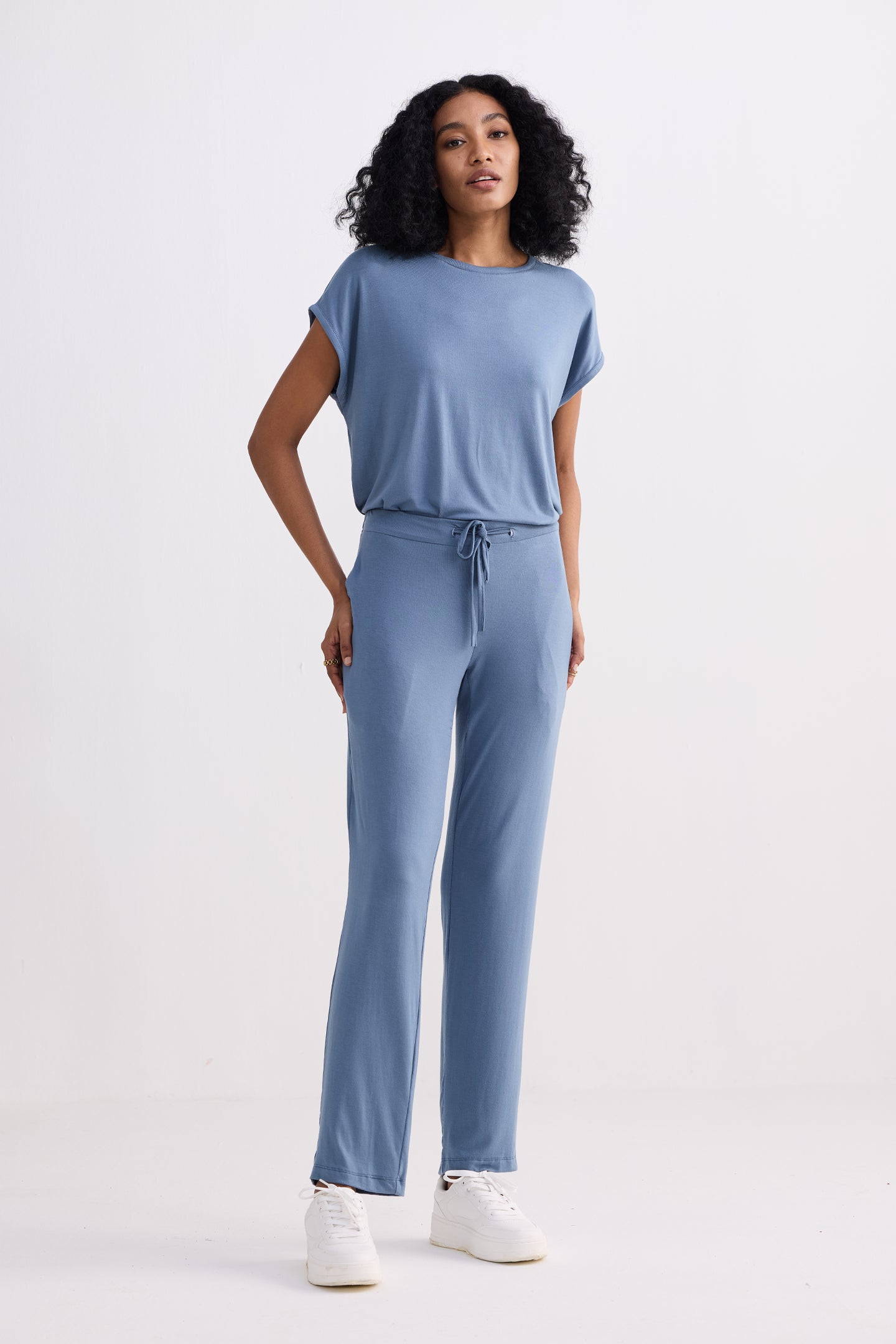 Conjunto de camiseta holgada en azul