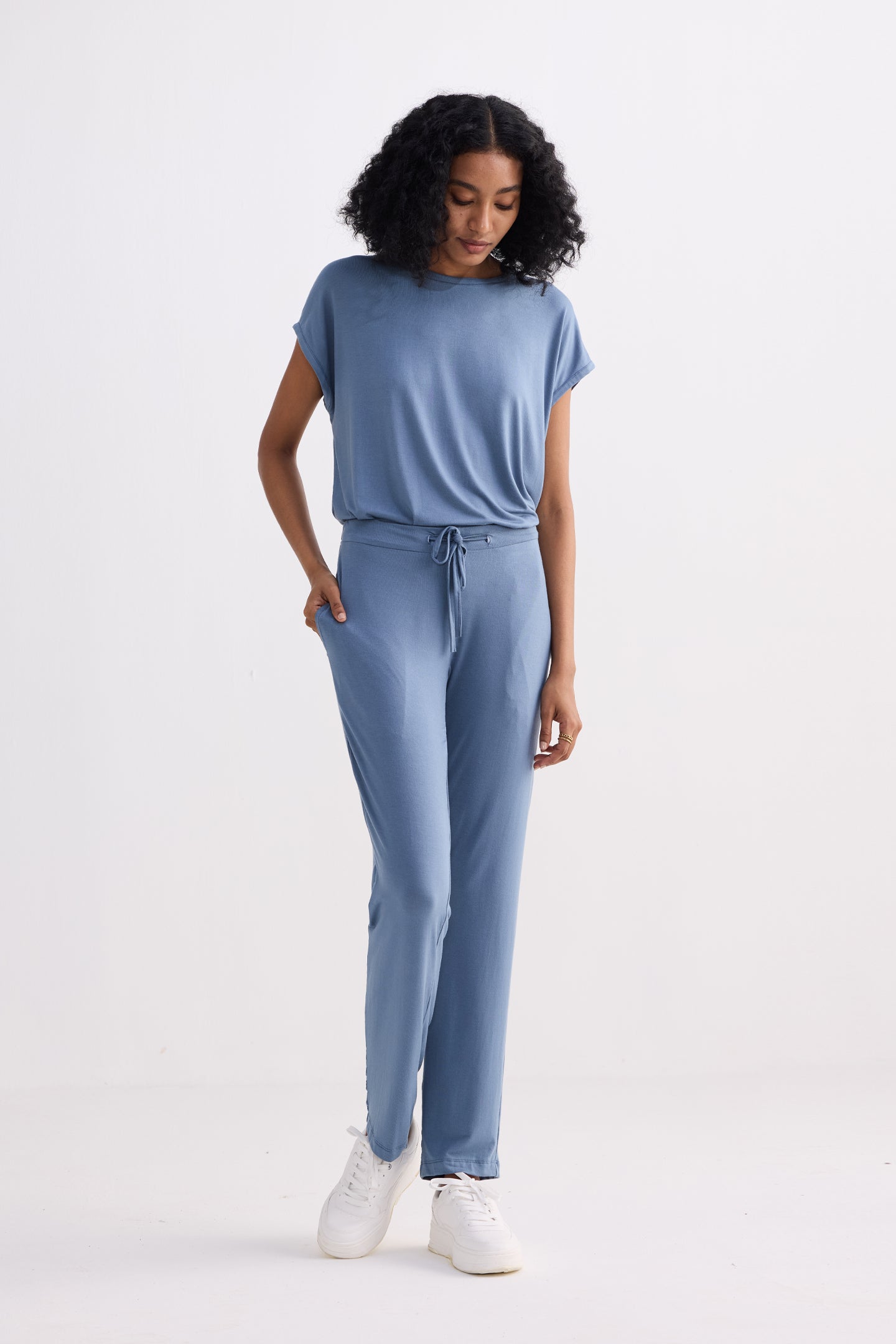 Conjunto de camiseta holgada en azul