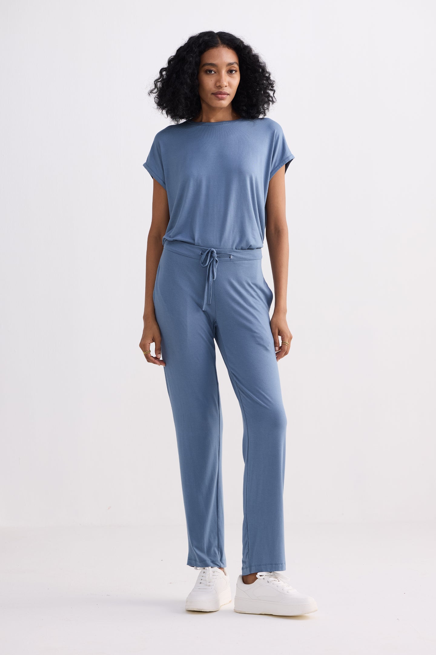 Conjunto de camiseta holgada en azul