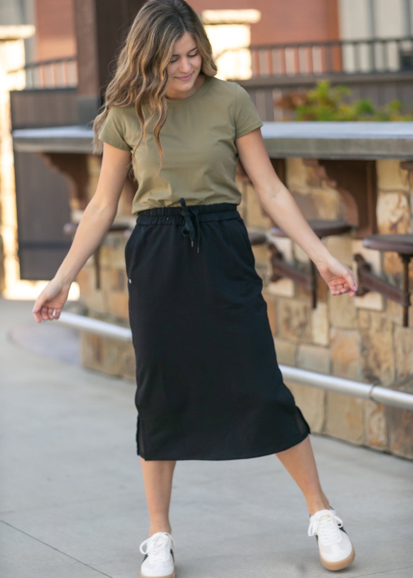 Falda midi de punto Abbie con detalles de malla