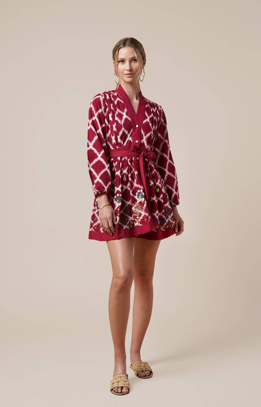 Vestido corto tipo kimono Ada rojo