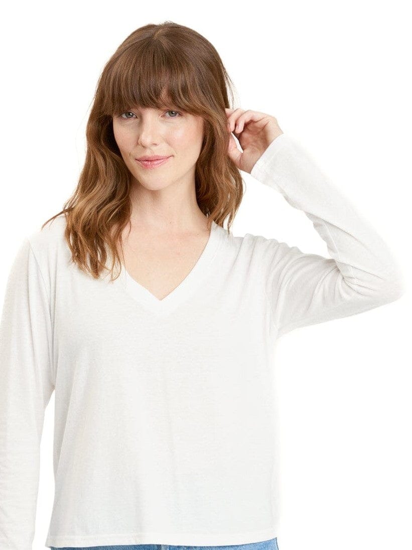 Camiseta de manga larga con cuello en V y mezcla triple Ada