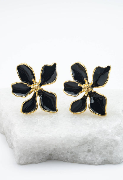 Aretes Bloom en Negro Medianoche