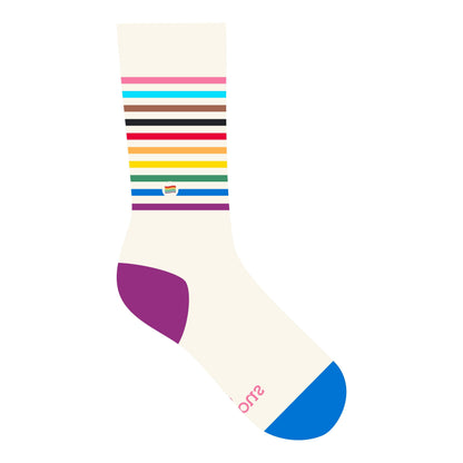 Calcetines que salvan vidas LGBTQ (Bandera del Orgullo Beige)