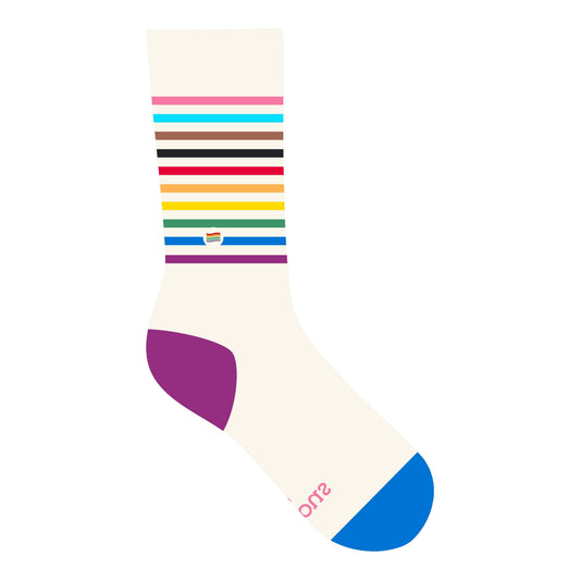 Calcetines que salvan vidas LGBTQ (Bandera del Orgullo Beige)