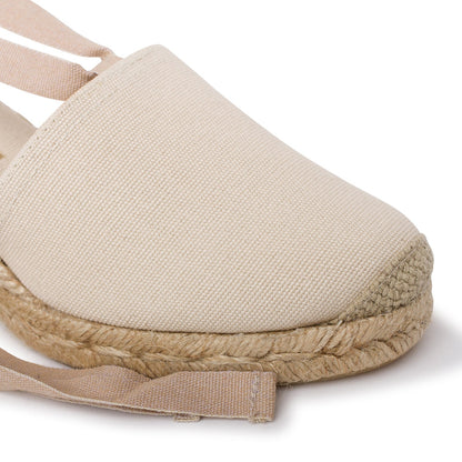 Almanera Sostenible, Respetuoso con el Medio Ambiente, Vegano Lona Alpargata Cuña - Beige Tan