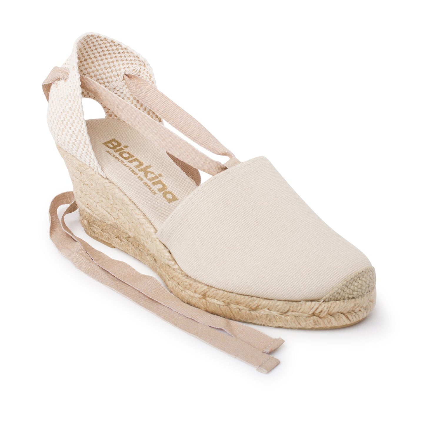 Almanera Sostenible, Respetuoso con el Medio Ambiente, Vegano Lona Alpargata Cuña - Beige Tan