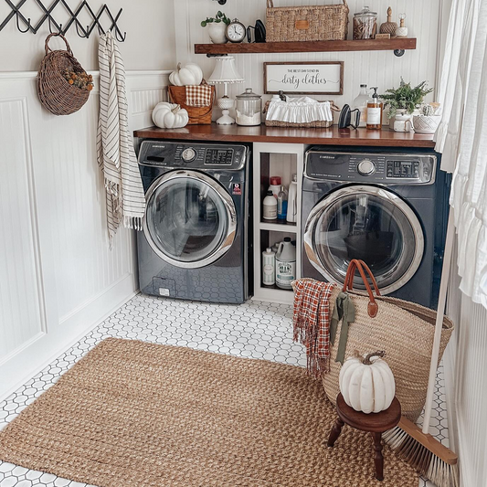 Alfombra de yute beige Ambel