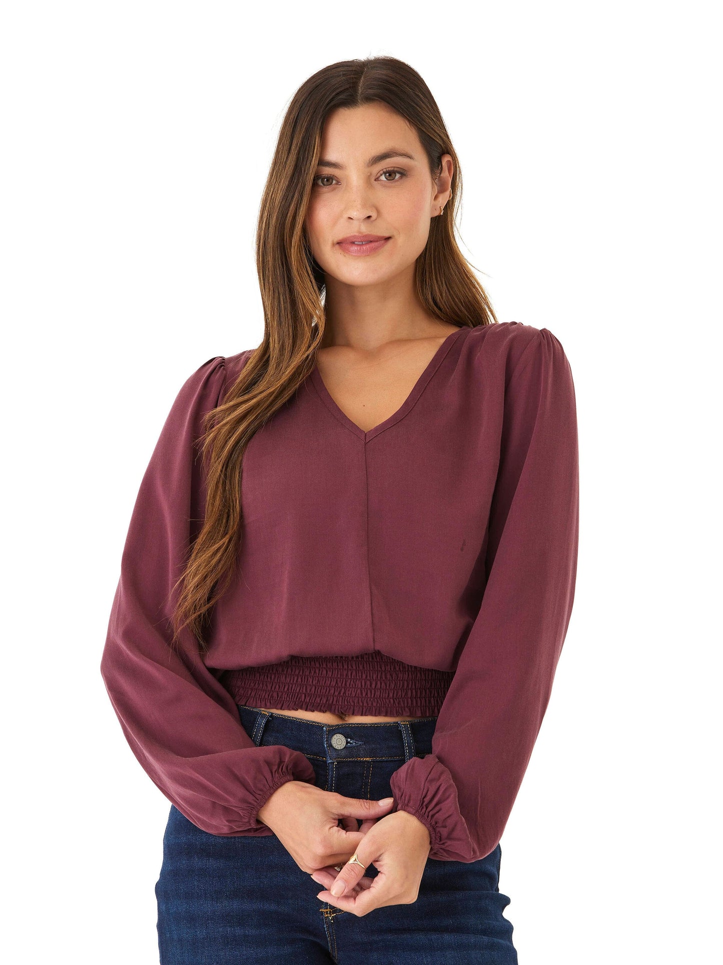 Aubree Eco Woven Smocked Waist Blouse