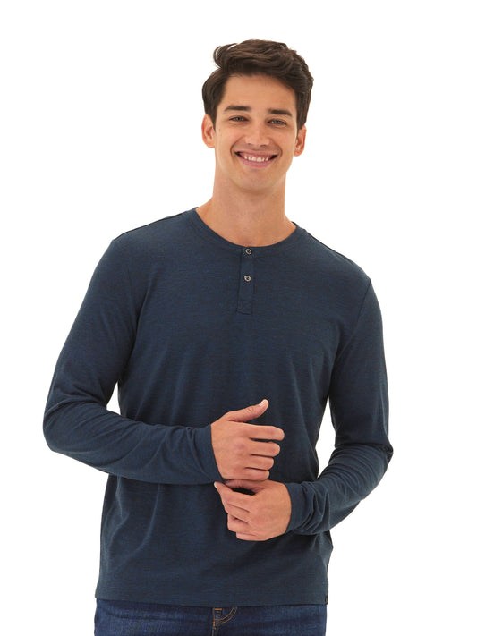 Camiseta henley de manga larga Austin Triblend de dos botones
