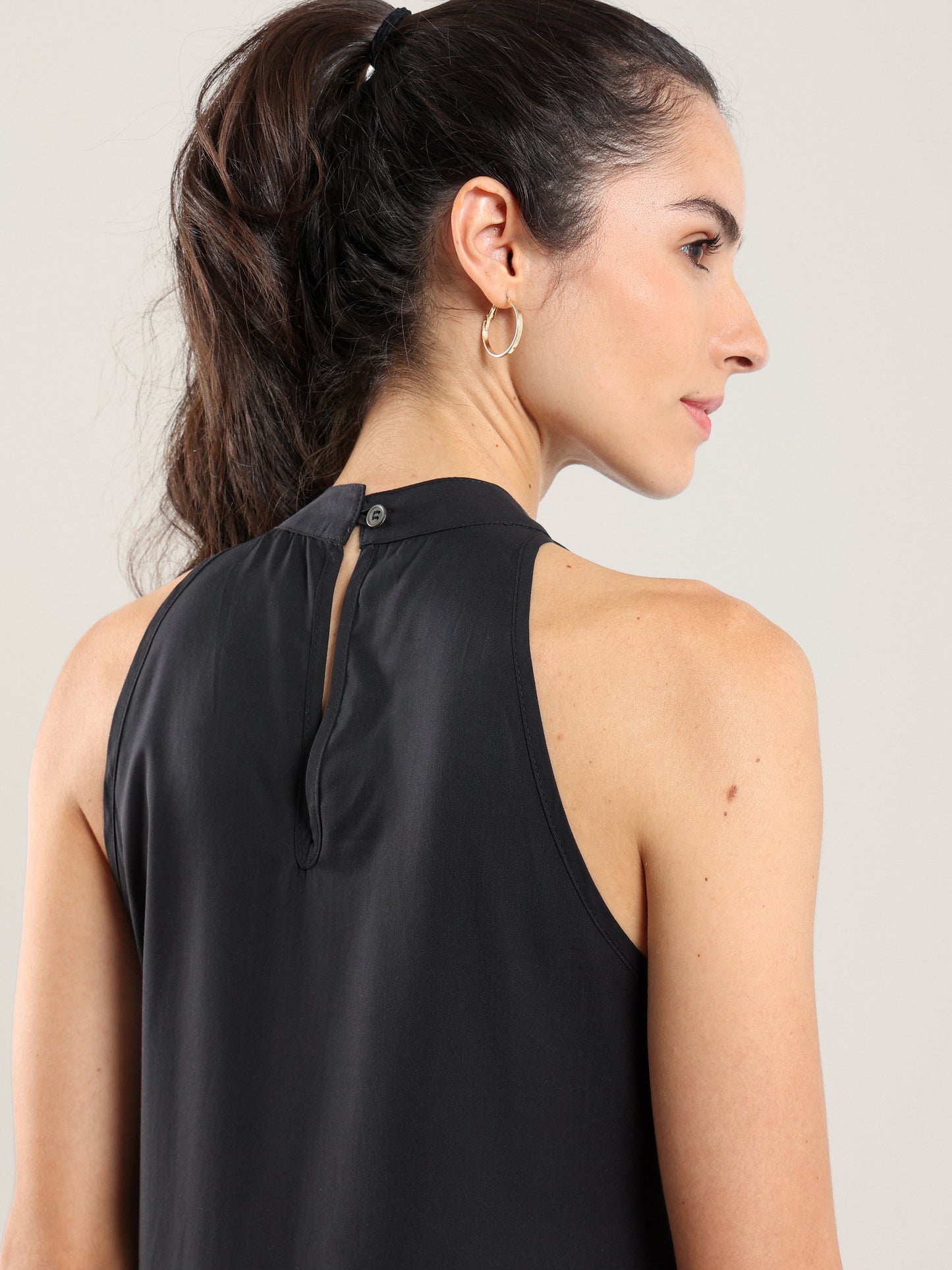 Vestido halter de tencel - Negro
