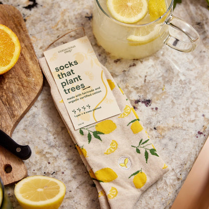 Socks that Plant Trees (Beige Lemons) (Featured)