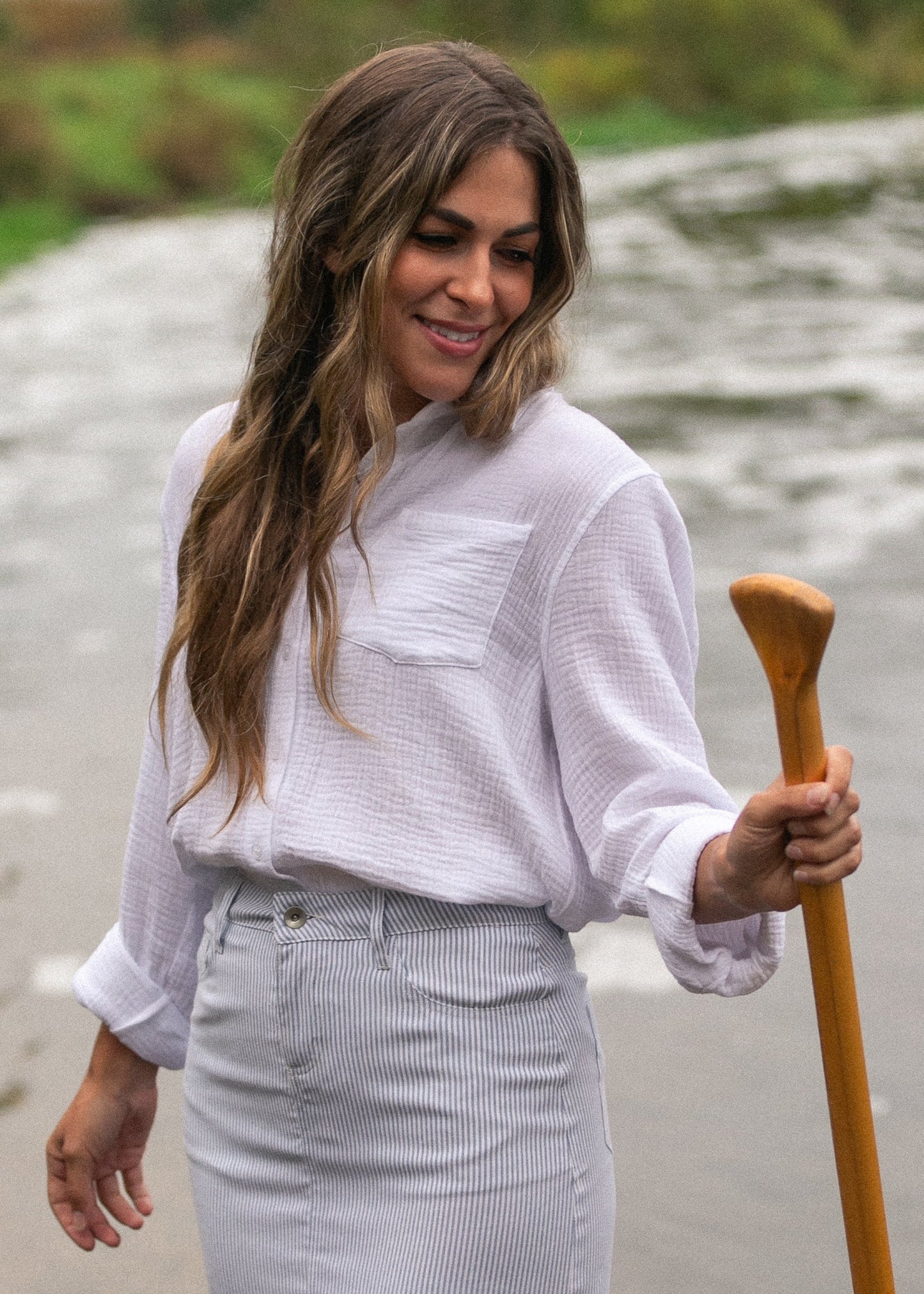 Blusa abotonada de gasa de algodón Bailey