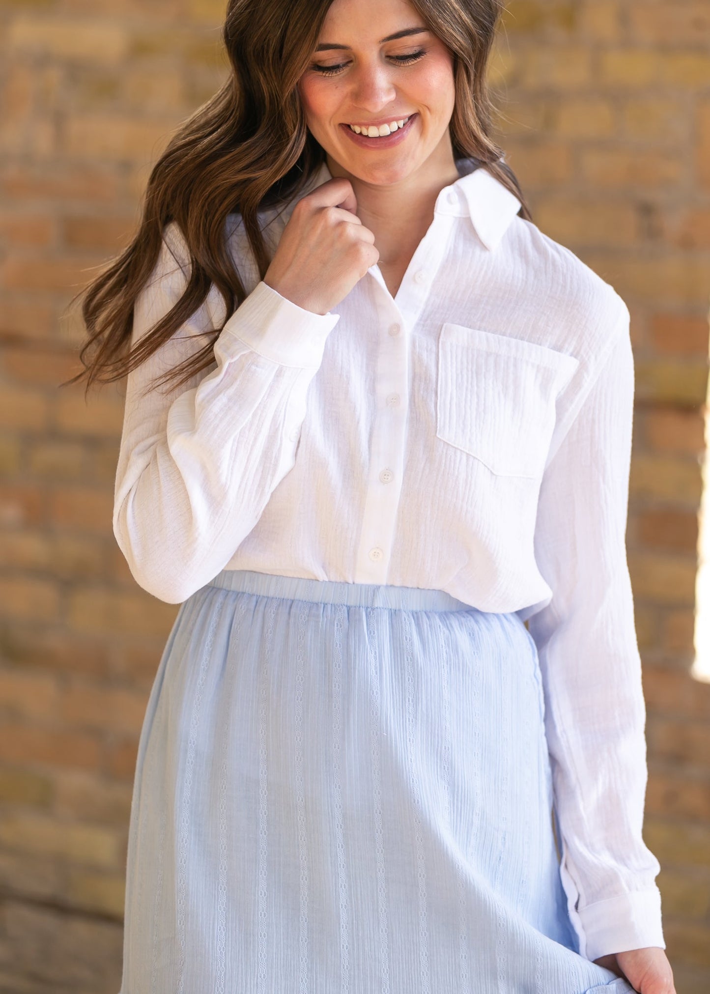 Blusa abotonada de gasa de algodón Bailey