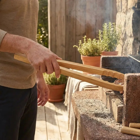 19" Bamboo Barbecue Grilling Tong