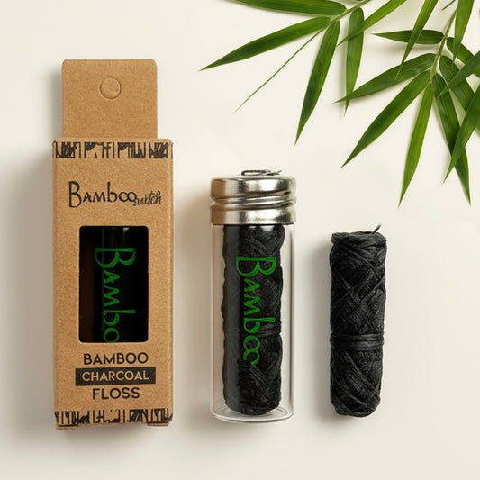 Bamboo Charcoal Floss in Glass Container Total