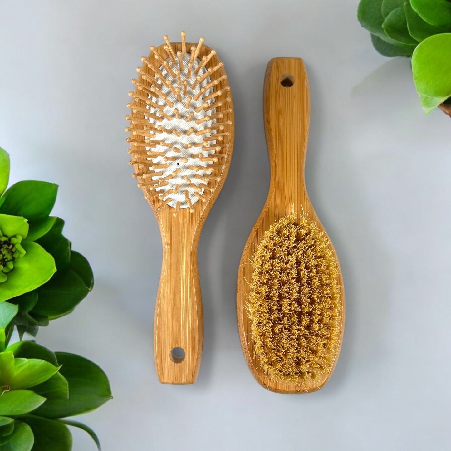 Cepillo de pelo de bambú de doble cara