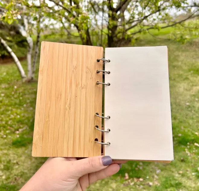 Cuaderno de anillas de bambú