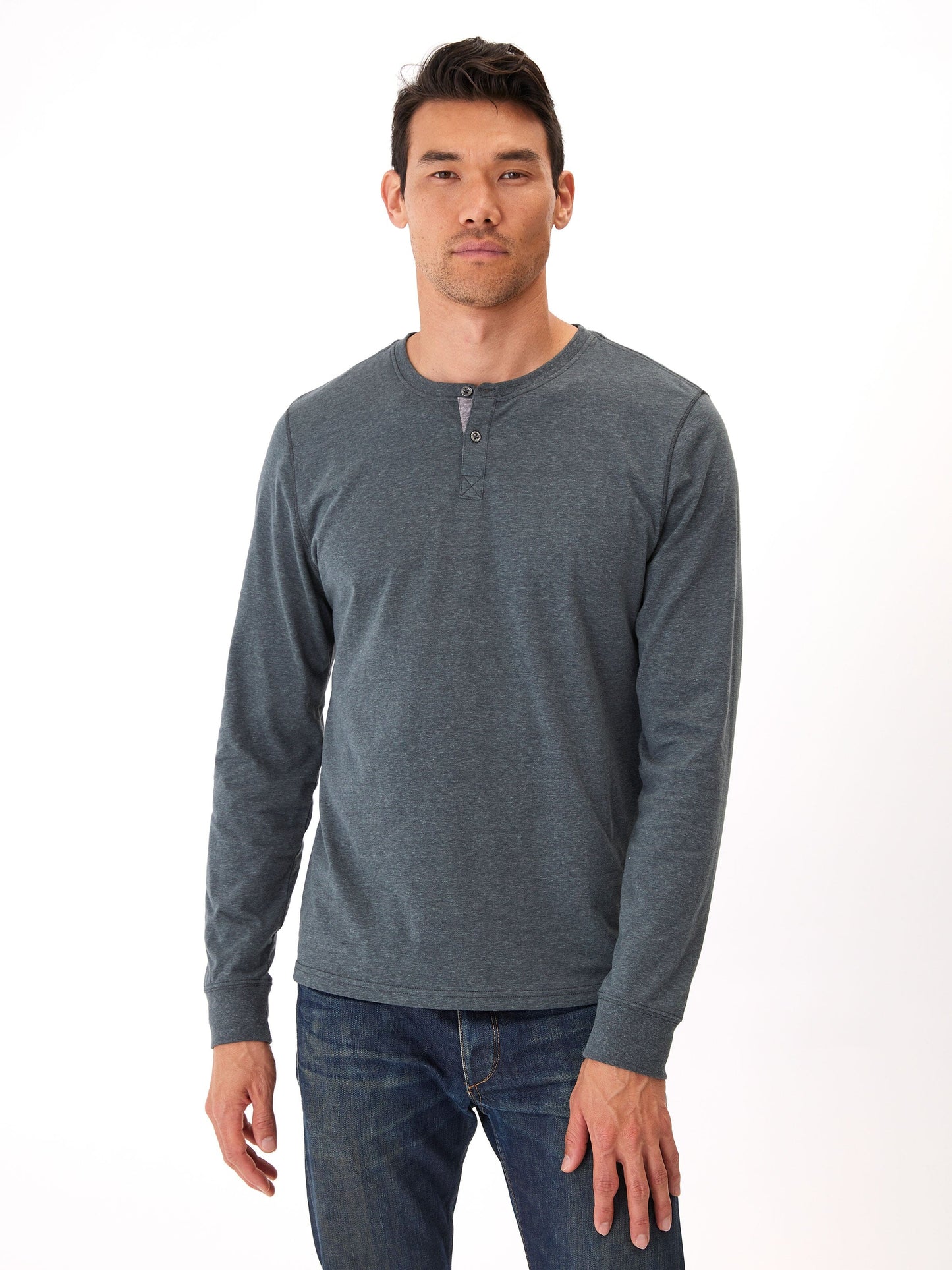 Camiseta Henley de triblend de manga larga Baseline