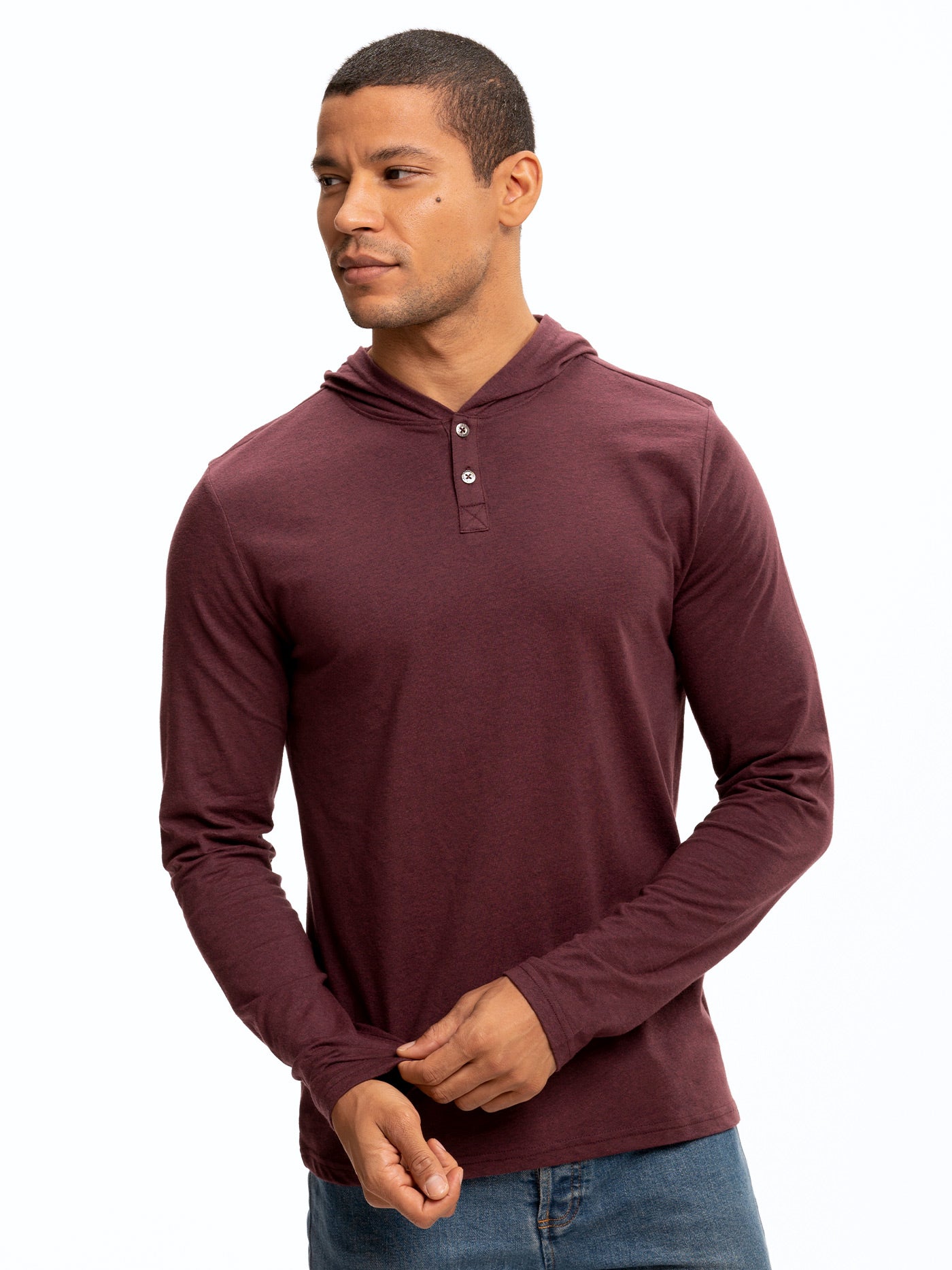 Sudadera con capucha henley de manga larga y mezcla triple Baseline