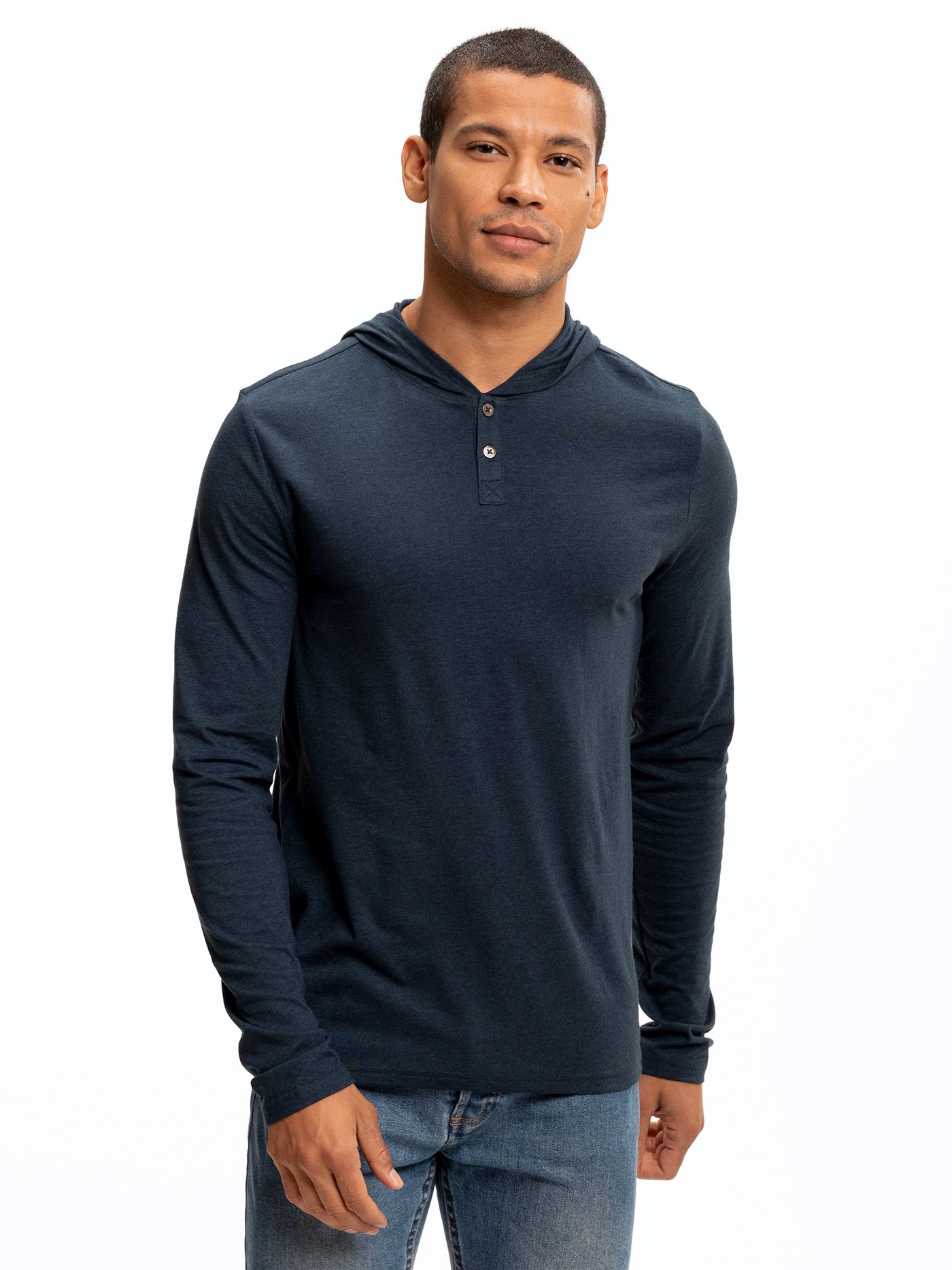 Sudadera con capucha henley de manga larga y mezcla triple Baseline