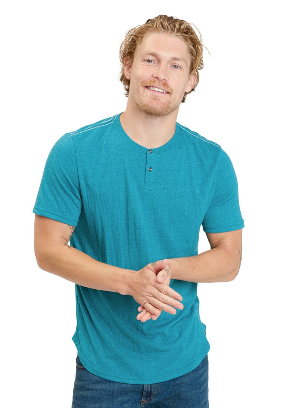 Camiseta Henley de triblend de manga corta Baseline