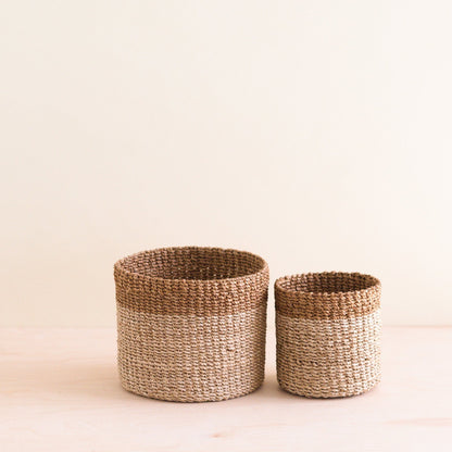 Juego de 2 cestas de mimbre de mesa en tonos naturales y marrones | LIKH