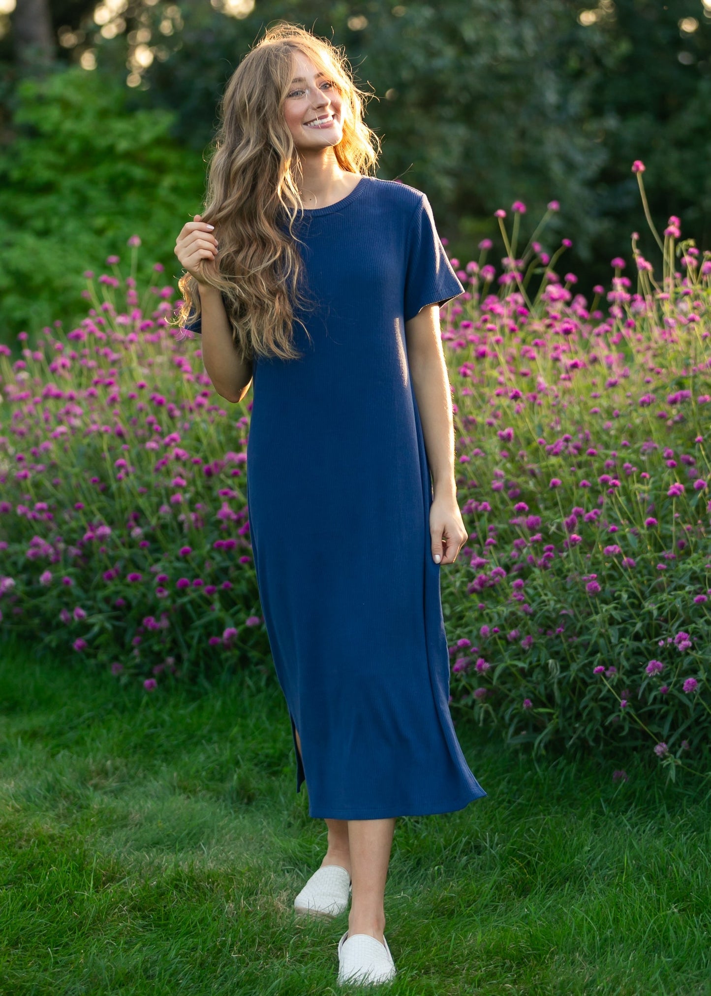 Vestido Camiseta de Canalé Azul Marino Baylor