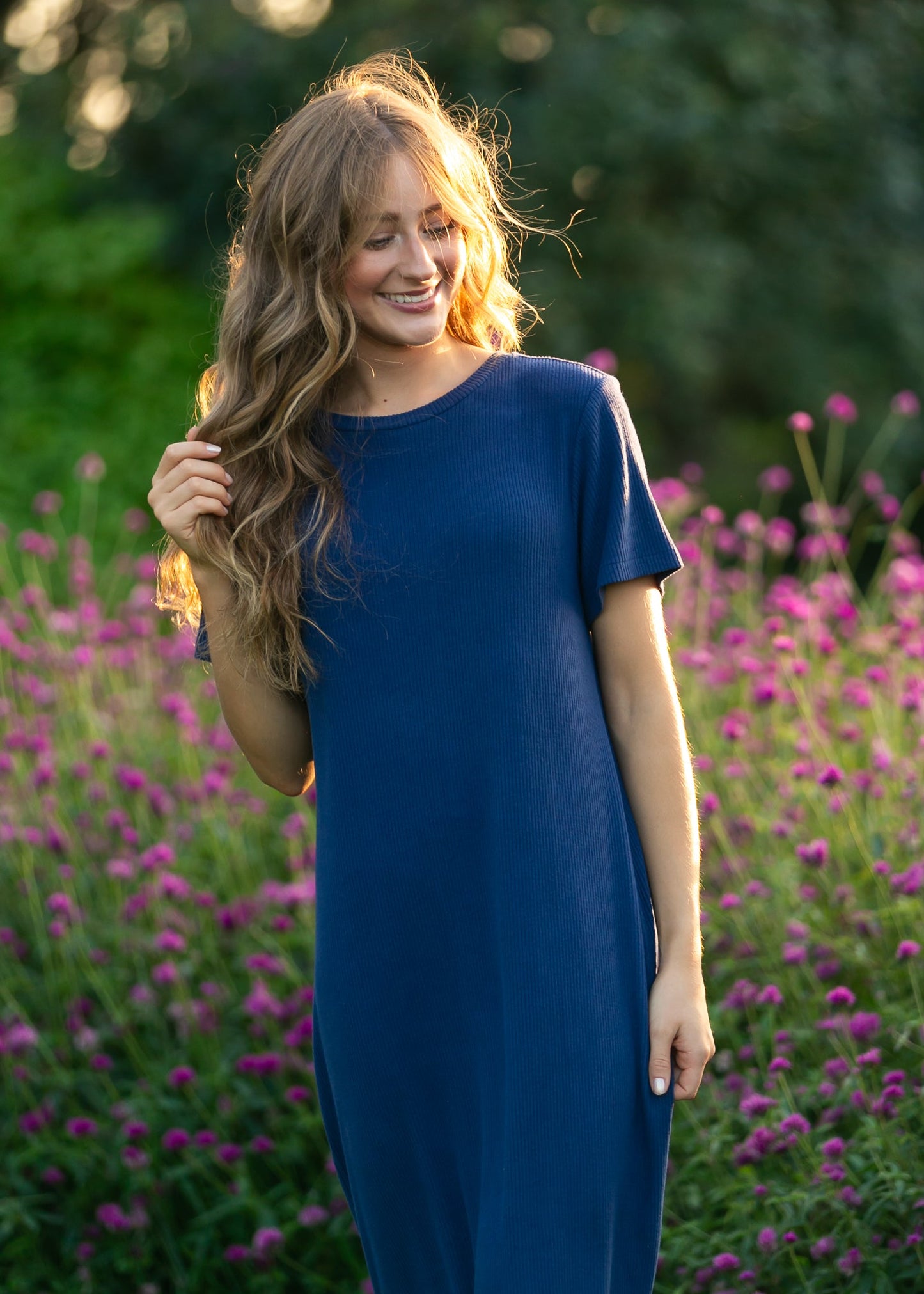 Vestido Camiseta de Canalé Azul Marino Baylor