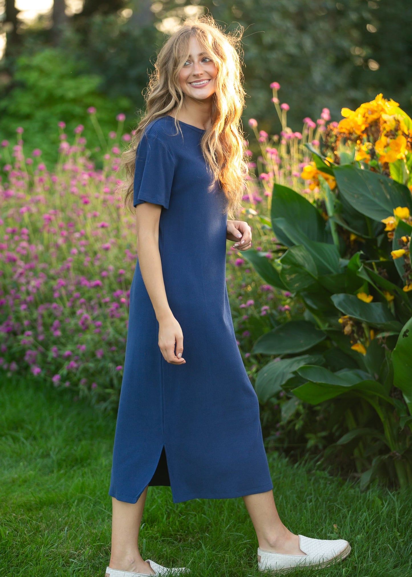 Vestido Camiseta de Canalé Azul Marino Baylor