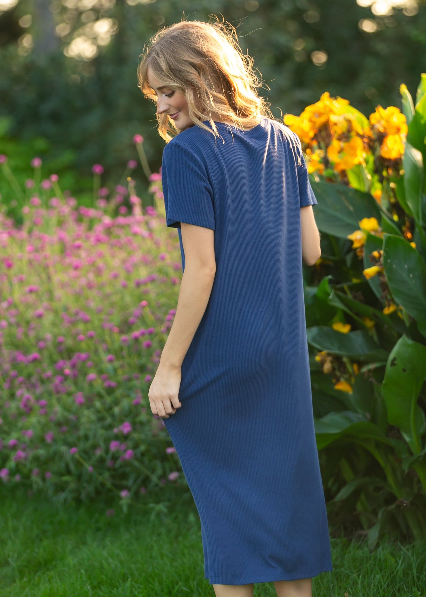 Vestido Camiseta de Canalé Azul Marino Baylor