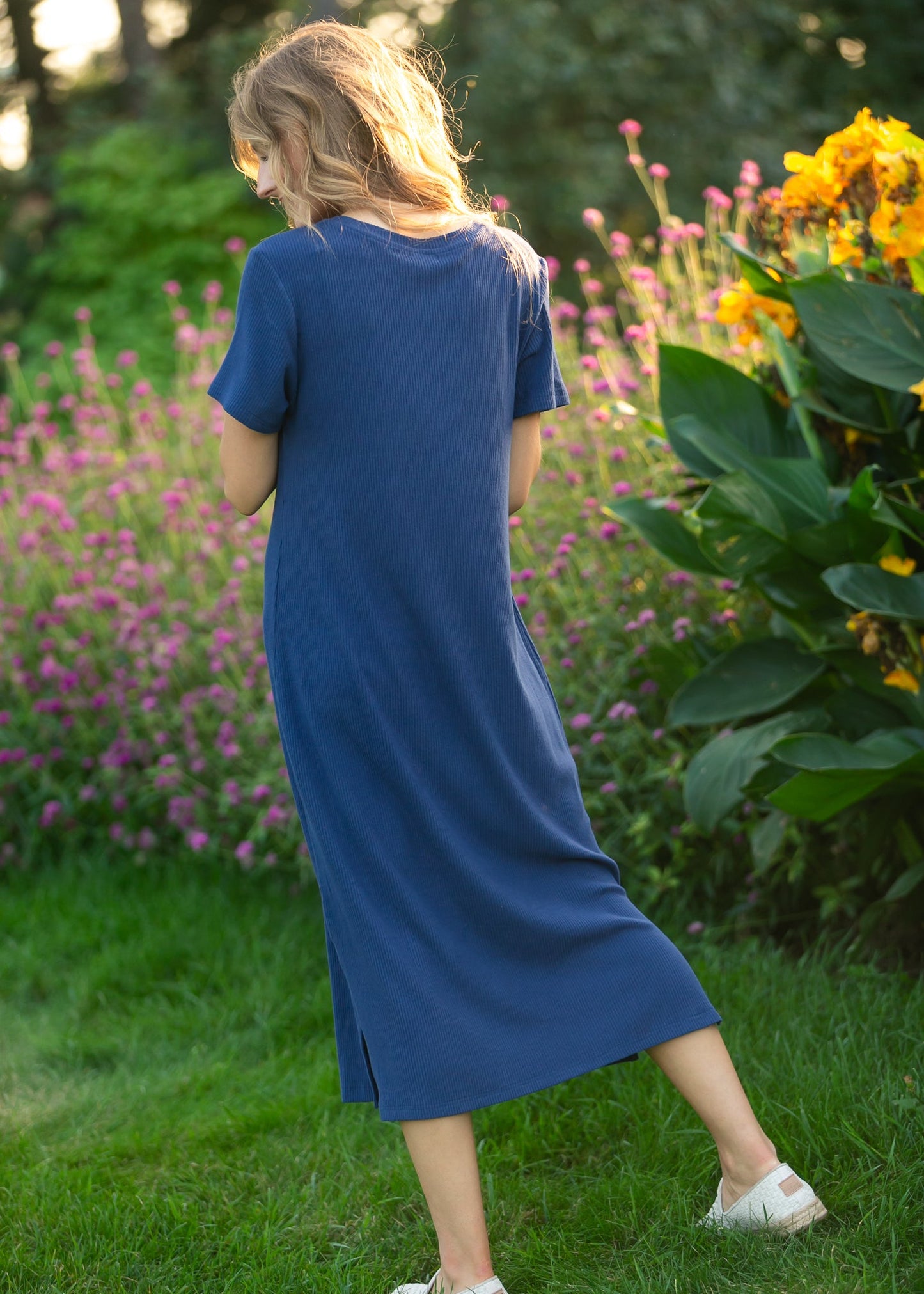 Vestido Camiseta de Canalé Azul Marino Baylor