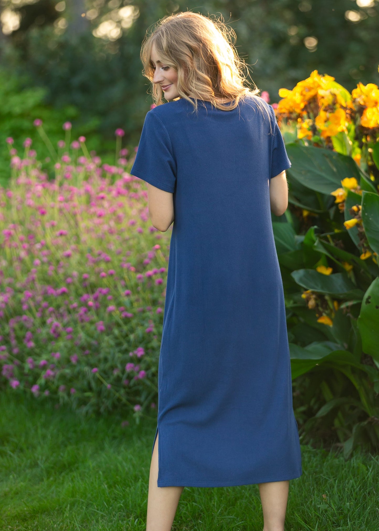 Vestido Camiseta de Canalé Azul Marino Baylor