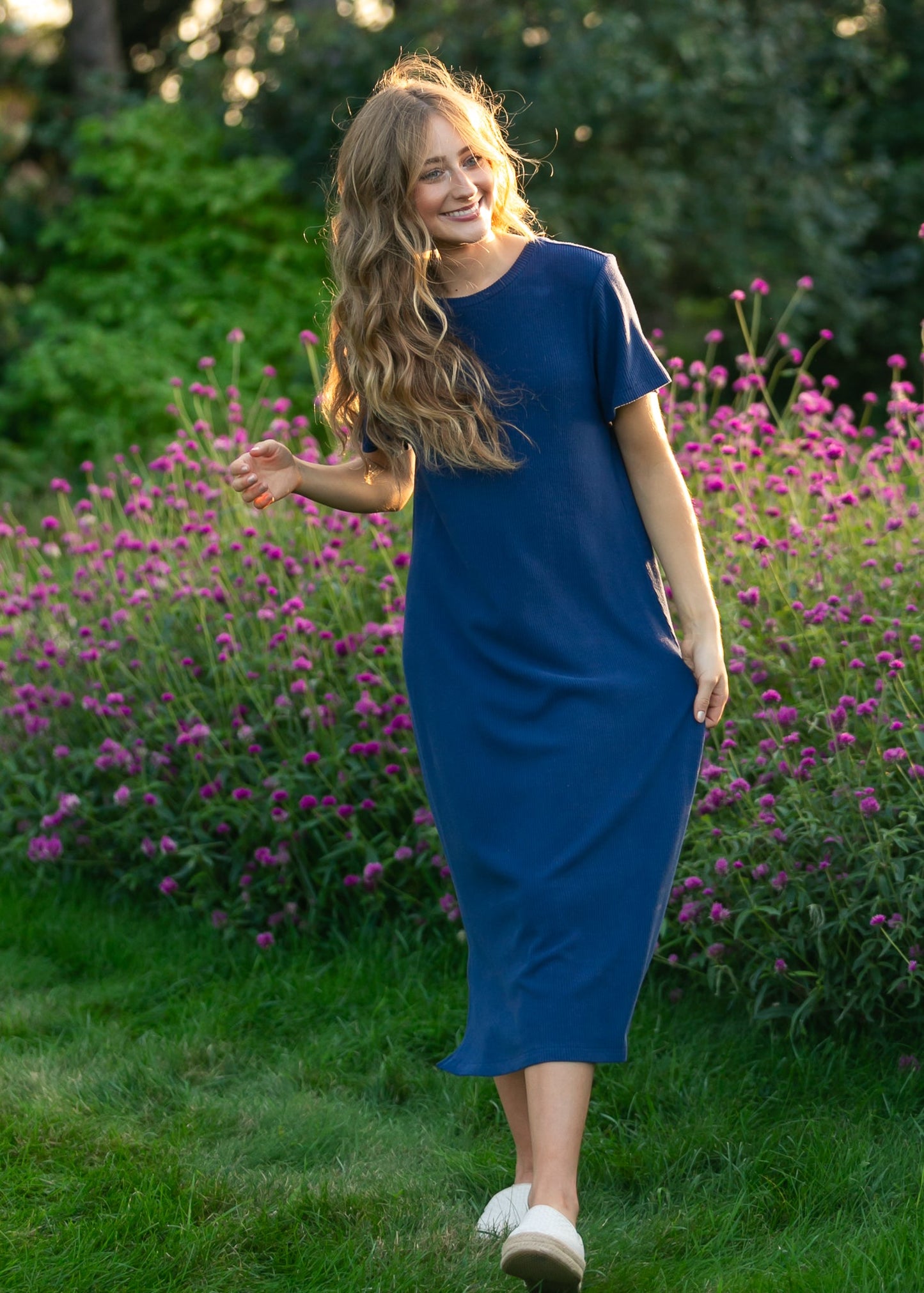 Vestido Camiseta de Canalé Azul Marino Baylor