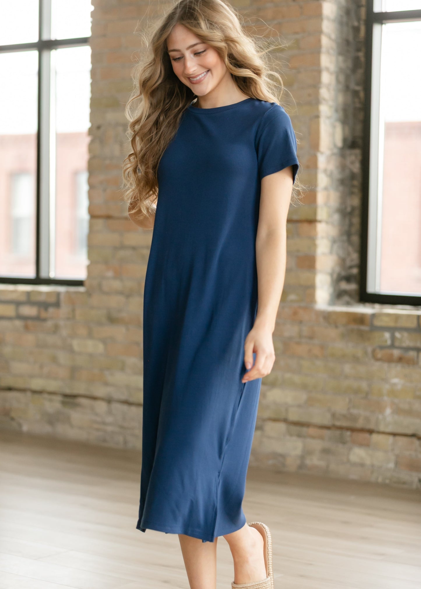 Vestido Camiseta de Canalé Azul Marino Baylor