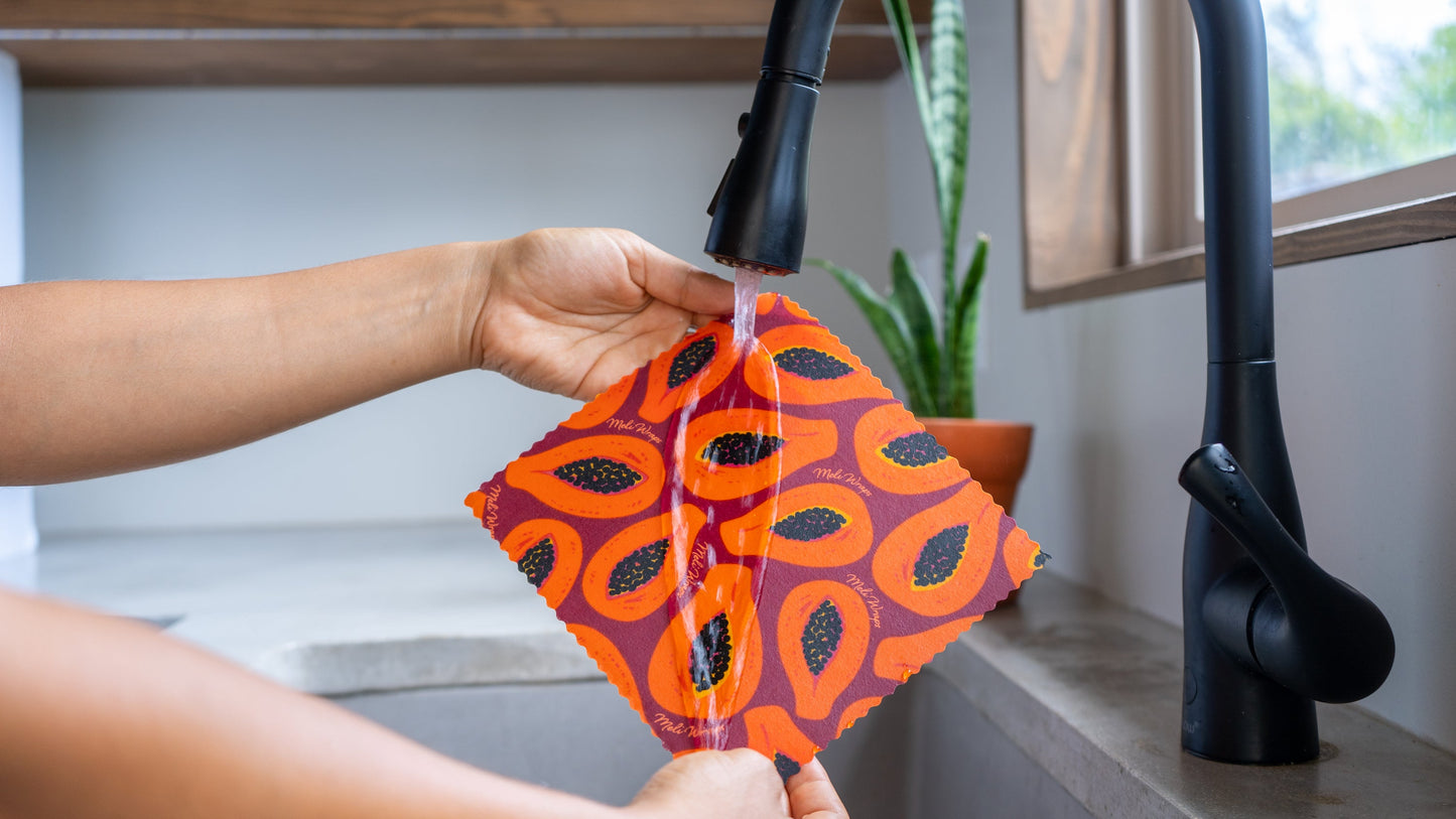 Envoltura de cera de abeja para alimentos - Estampado de papaya morada