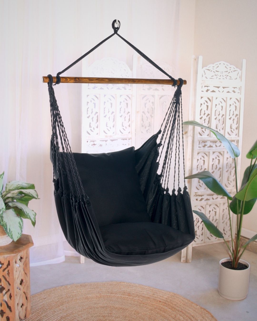 Silla hamaca colgante clásica negra