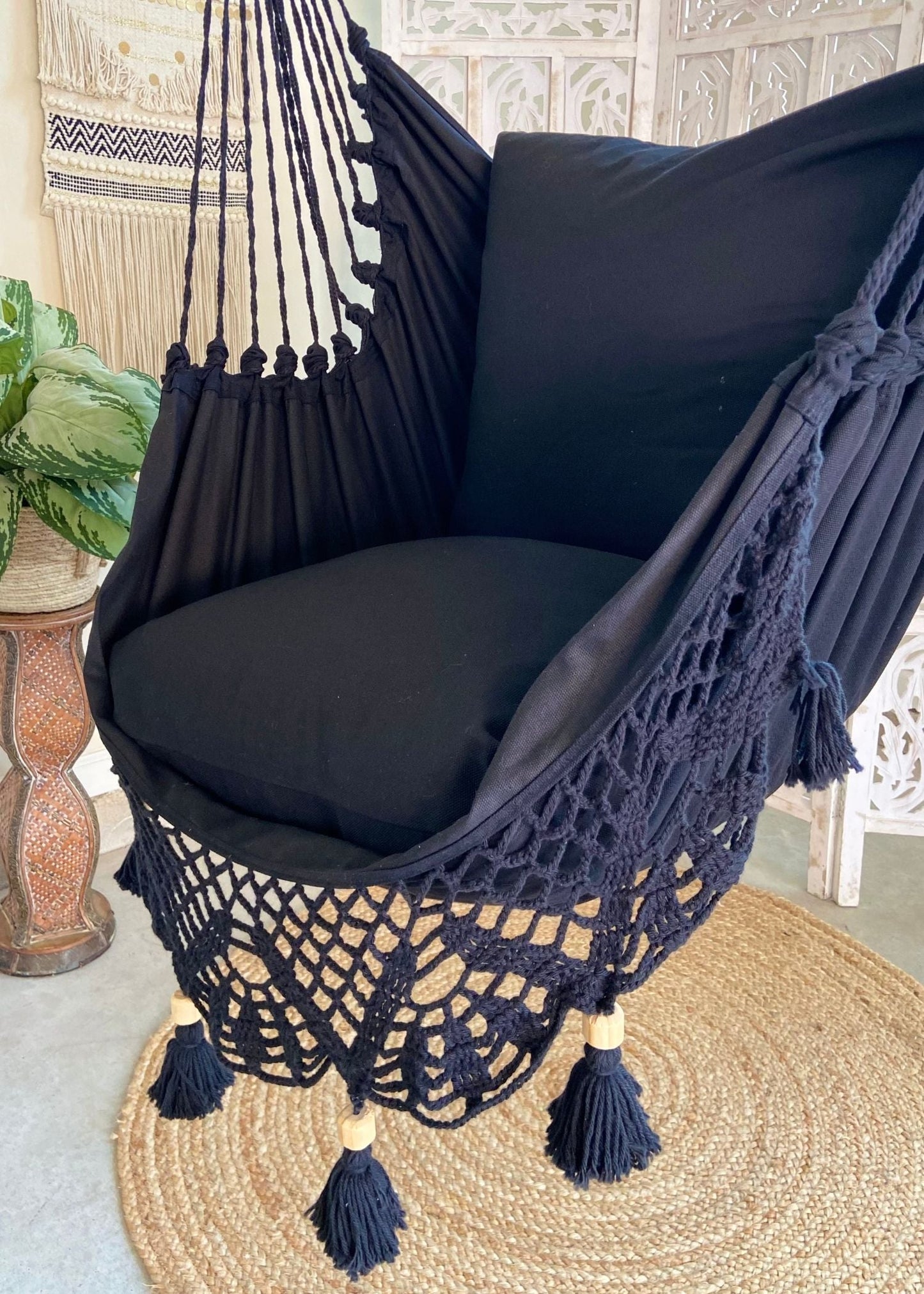 Black Crochet Hammock Chair Swing | LUCIA