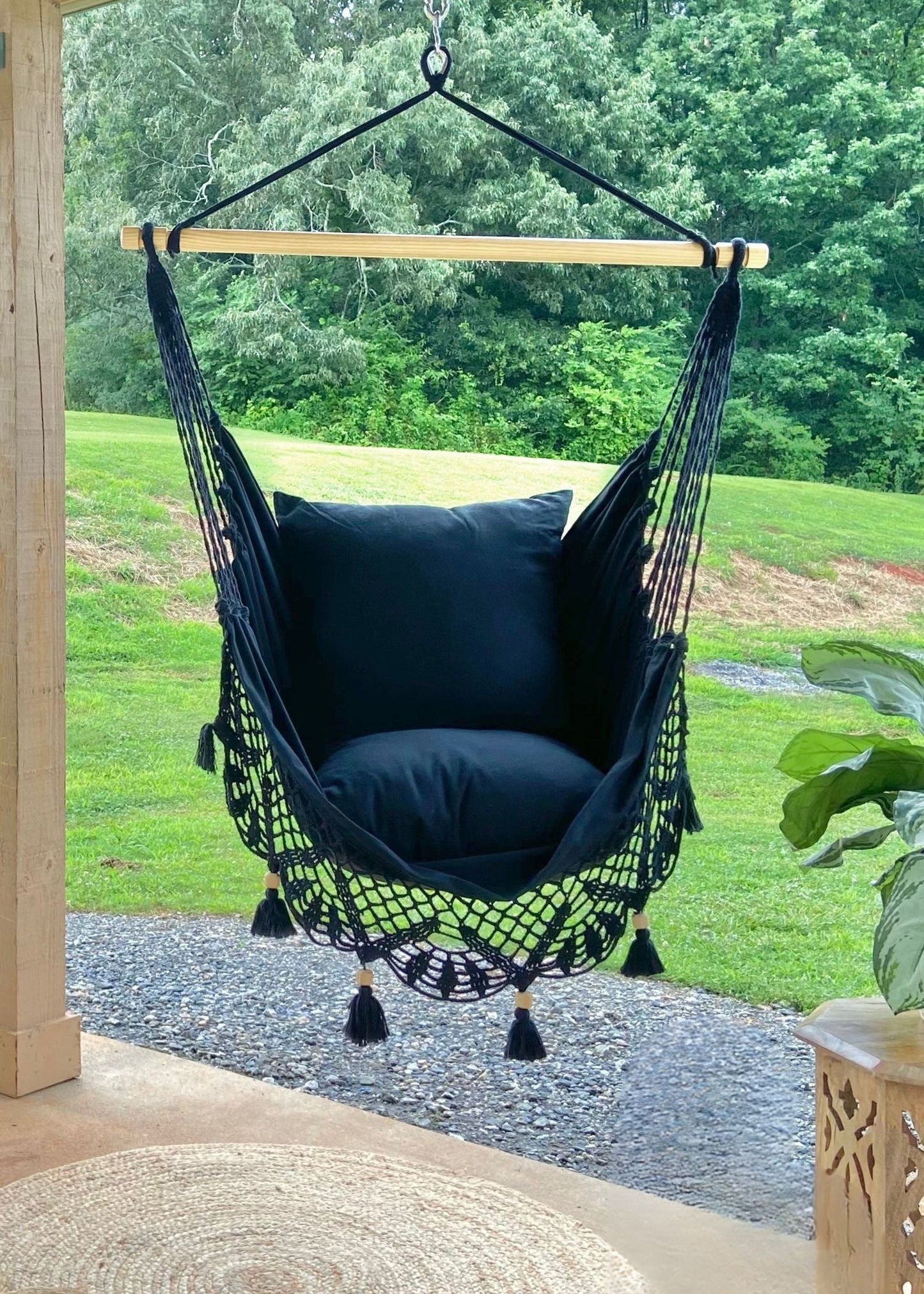 Black Crochet Hammock Chair Swing | LUCIA