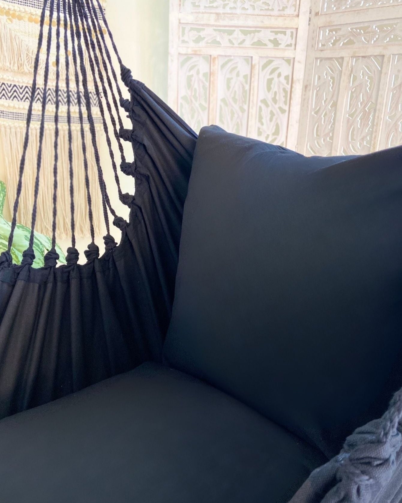 Black Crochet Hammock Chair Swing | LUCIA