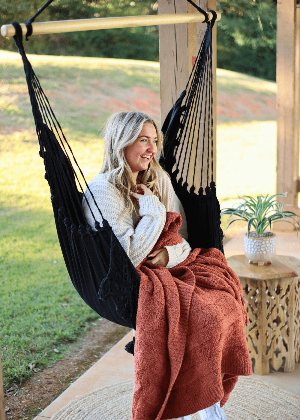 Black Crochet Hammock Chair Swing | LUCIA