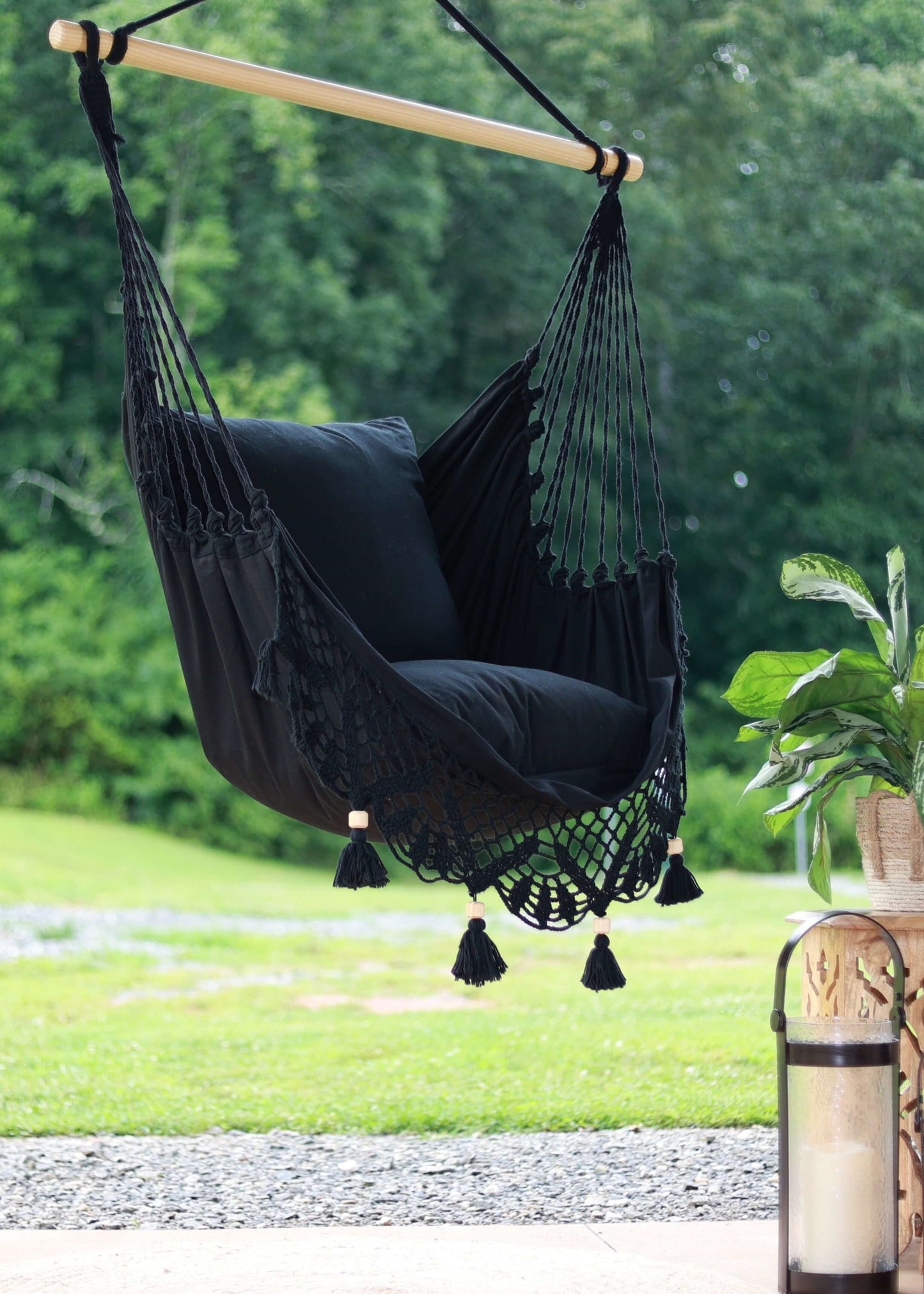 Black Crochet Hammock Chair Swing | LUCIA