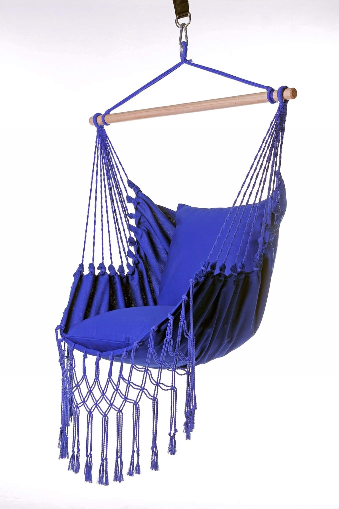 Silla colgante tipo hamaca de macramé azul | SERENA