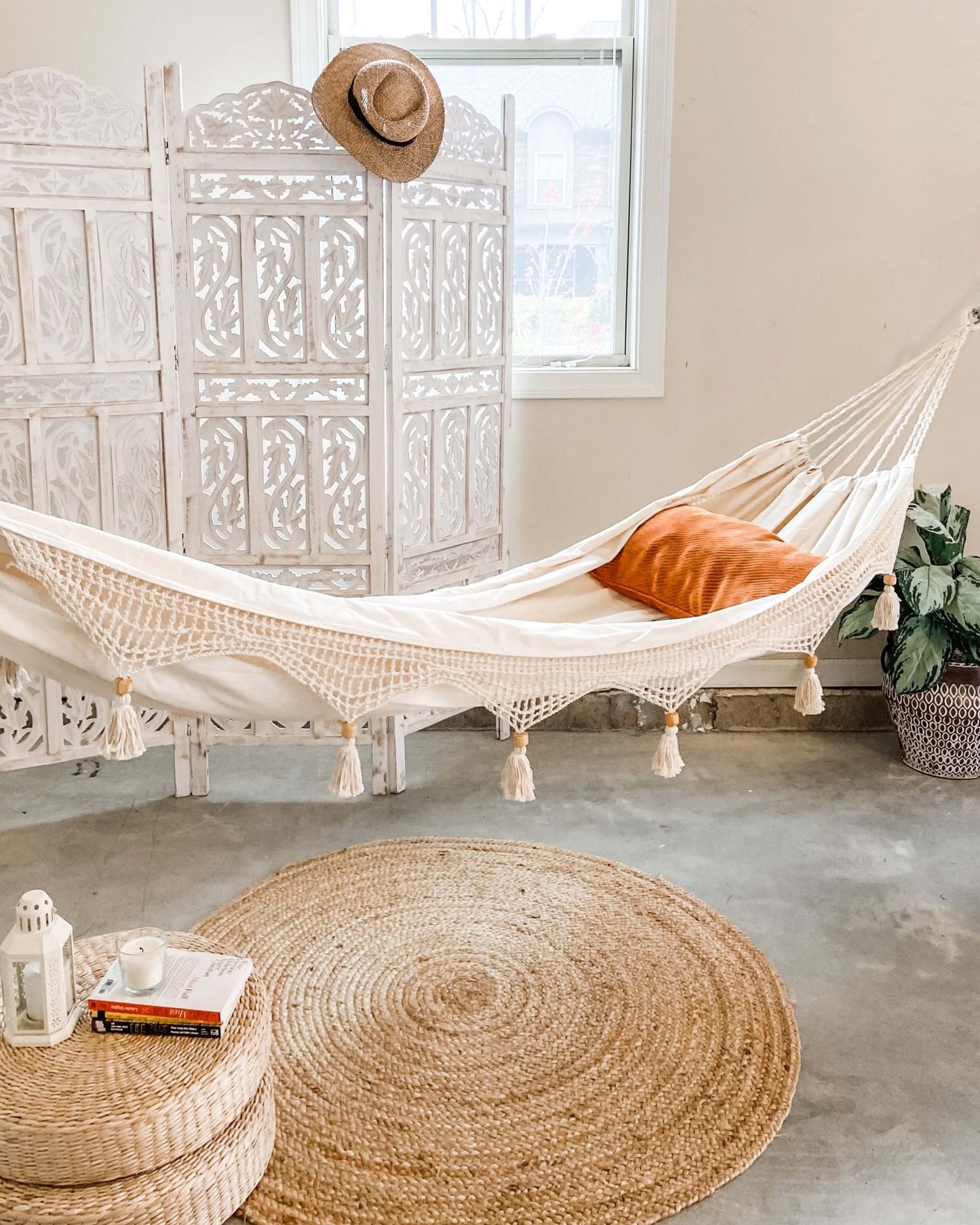 Hamaca boho con flecos de ganchillo | DANIELLA